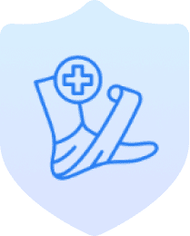 Medical icon on dark shield background.
