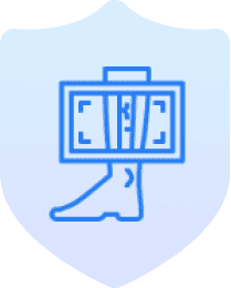 Foot x-ray icon on shield background.